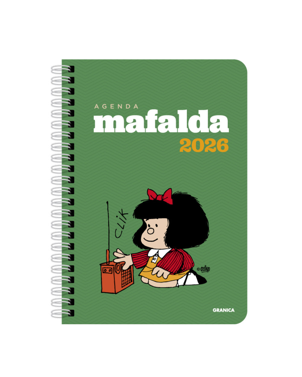 Agenda 2026 Mafalda anillada módulos verde