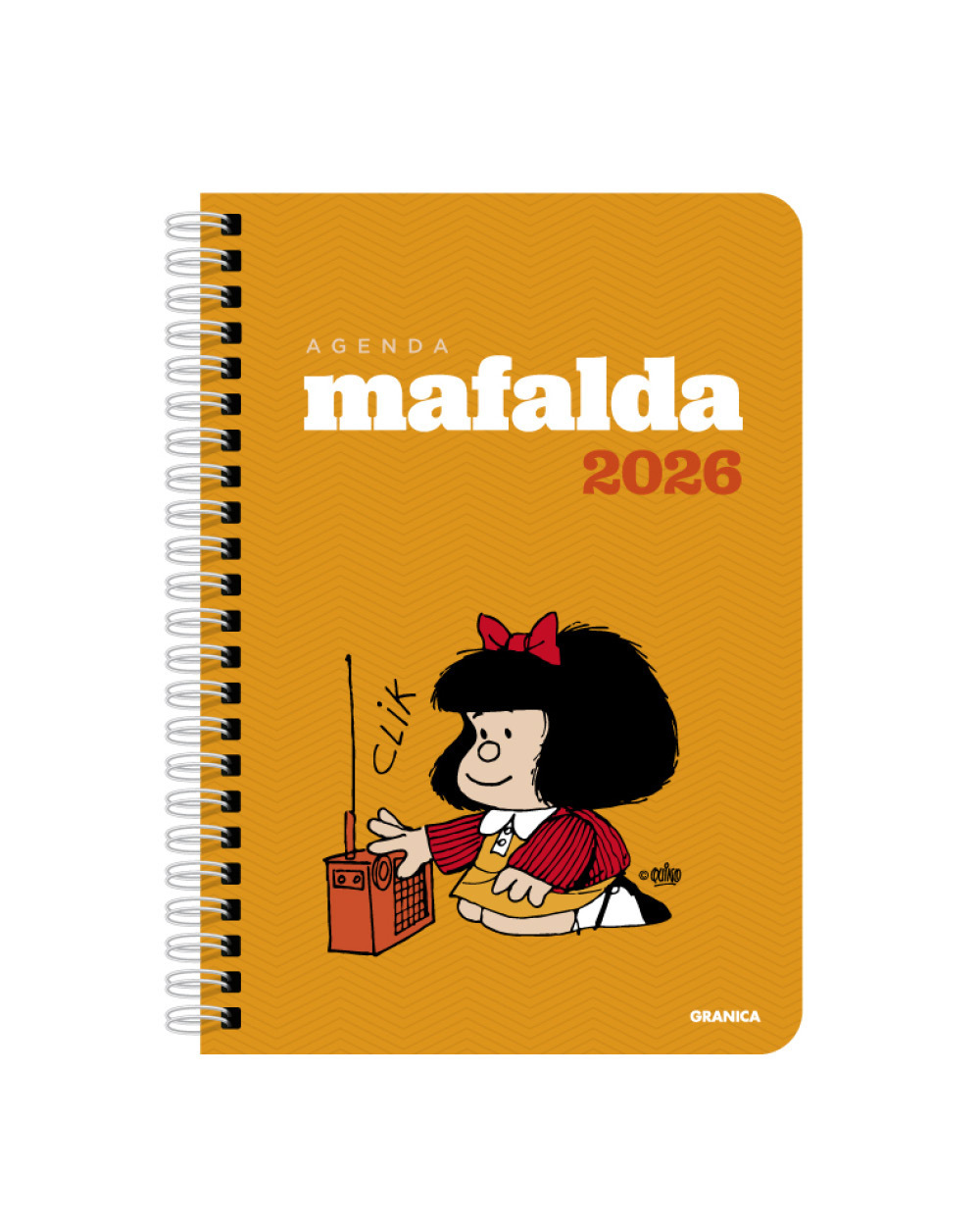 Agenda 2026 Mafalda anillada módulos naranja