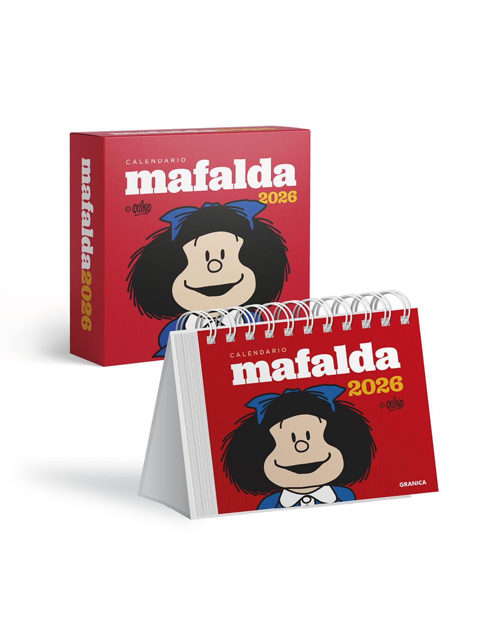 Calendario 2026 Mafalda escritorio rojo [CON CAJA]