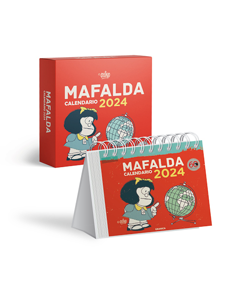 Calendario 2024 Mafalda. Escritorio Rojo CON CAJA
