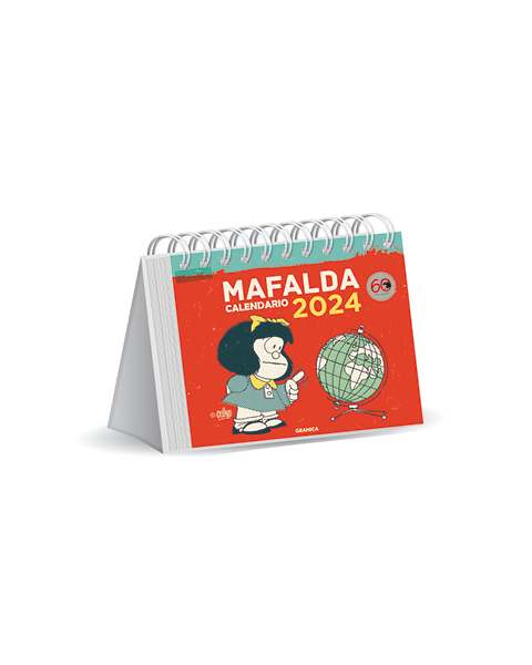Calendario 2024 Mafalda. Escritorio rojo