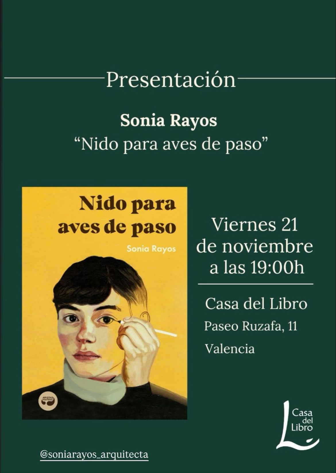 Presentación "Nido para aves de paso" en Casa del Libro Valencia